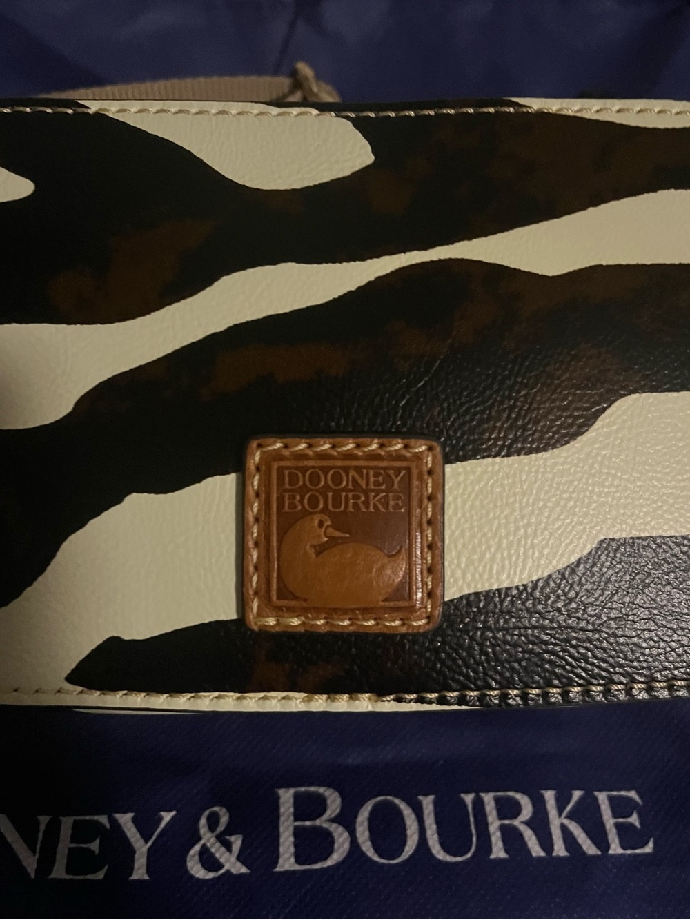 Dooney & Bourke Zebra-Print Belt Bag in Cream and Brown with Tan Strap - Picture 4 of 7